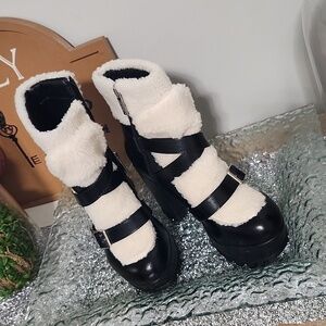 Shag platform boots